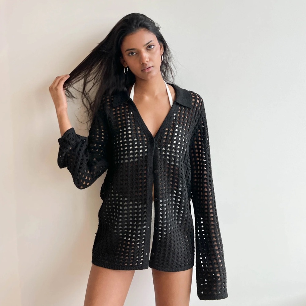 Oak + Fort Crochet Button Up Cardigan